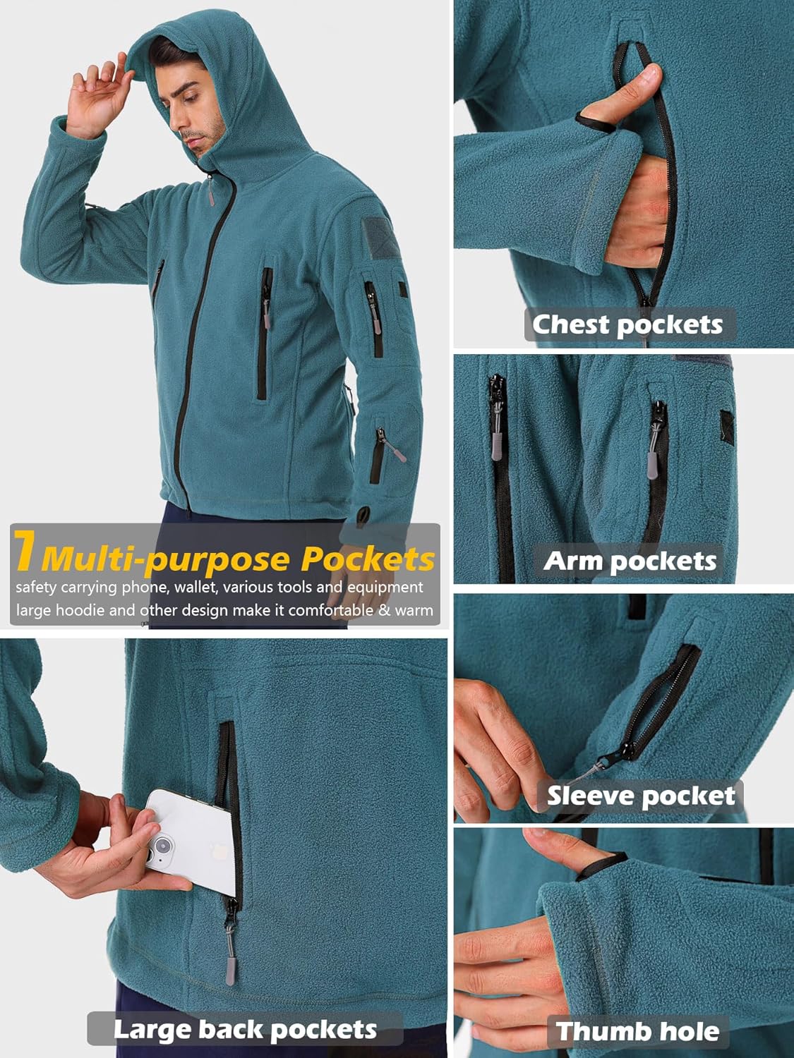 ReFire Gear Men's Warm Military Tactical Sport Fleece Hoodie Jacket