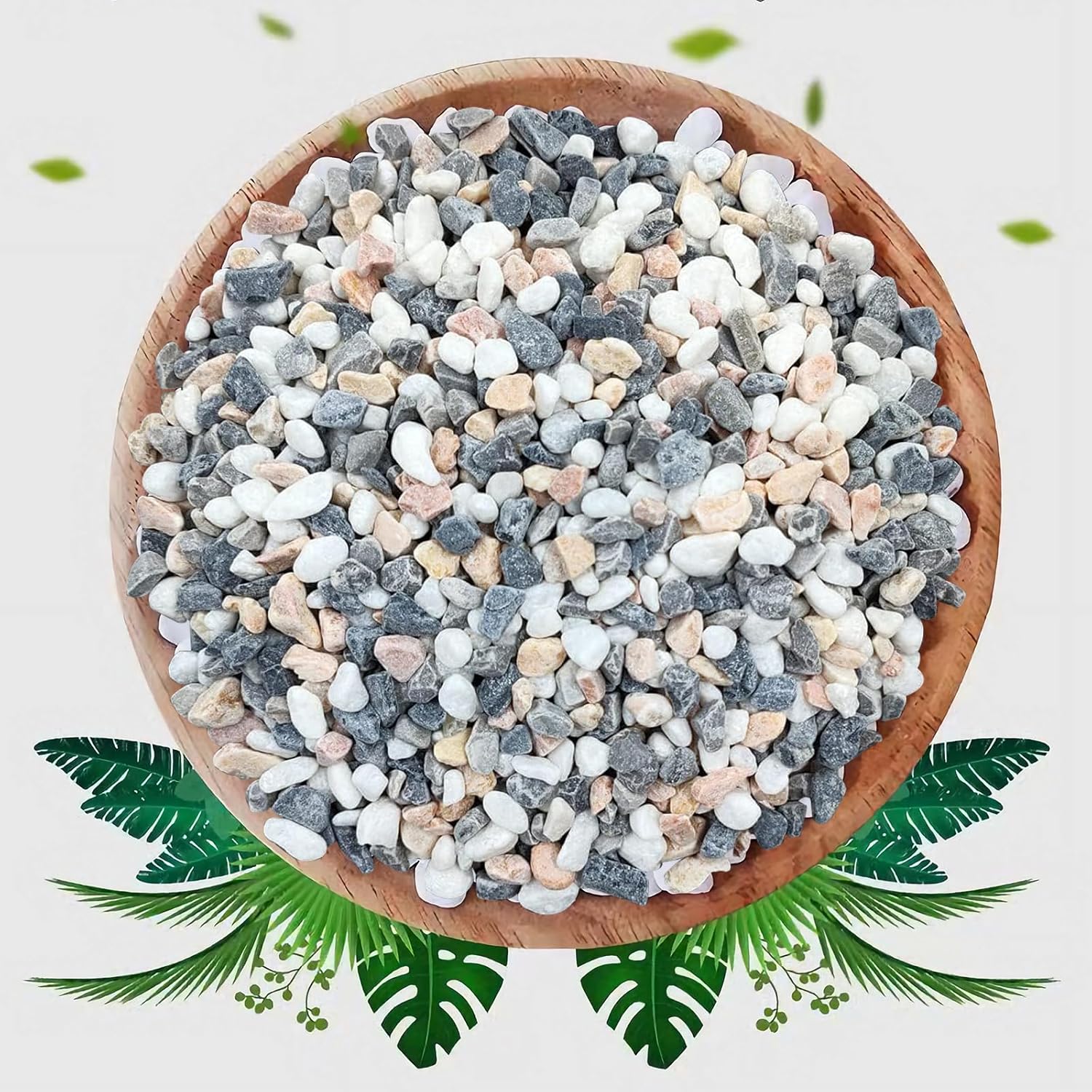 Natural Mixed Color Pea Gravel Pebbles, 10lbs (1/5 Inch) Decorative Stones for Succulents, Indoor Plants, Vases, Aquariums, Top Dressing, and Outdoor Landscaping