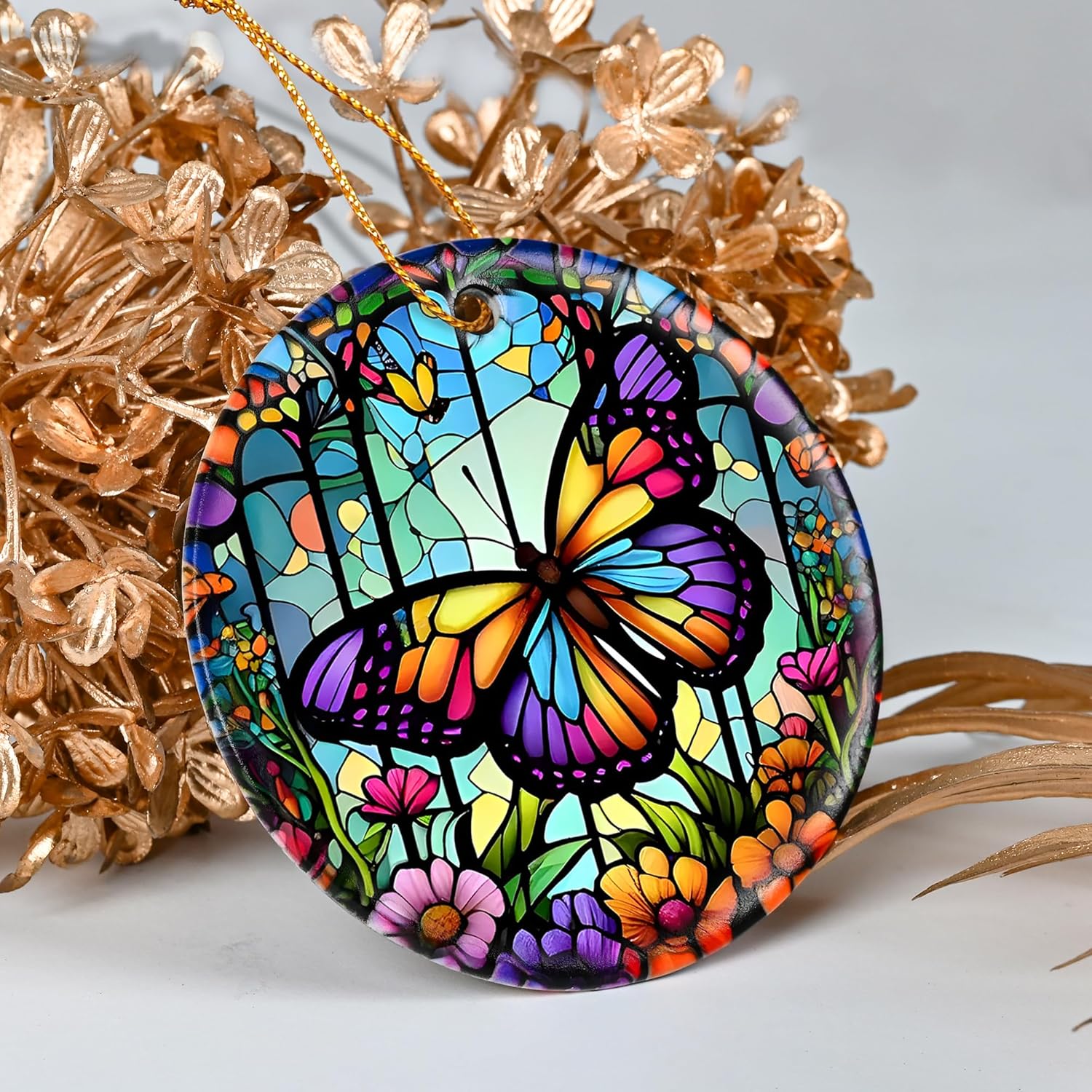Colorful Ceramic Butterfly Christmas Ornaments - Butterfly Lovers' Gift, Christmas Decor & Tree Ornaments