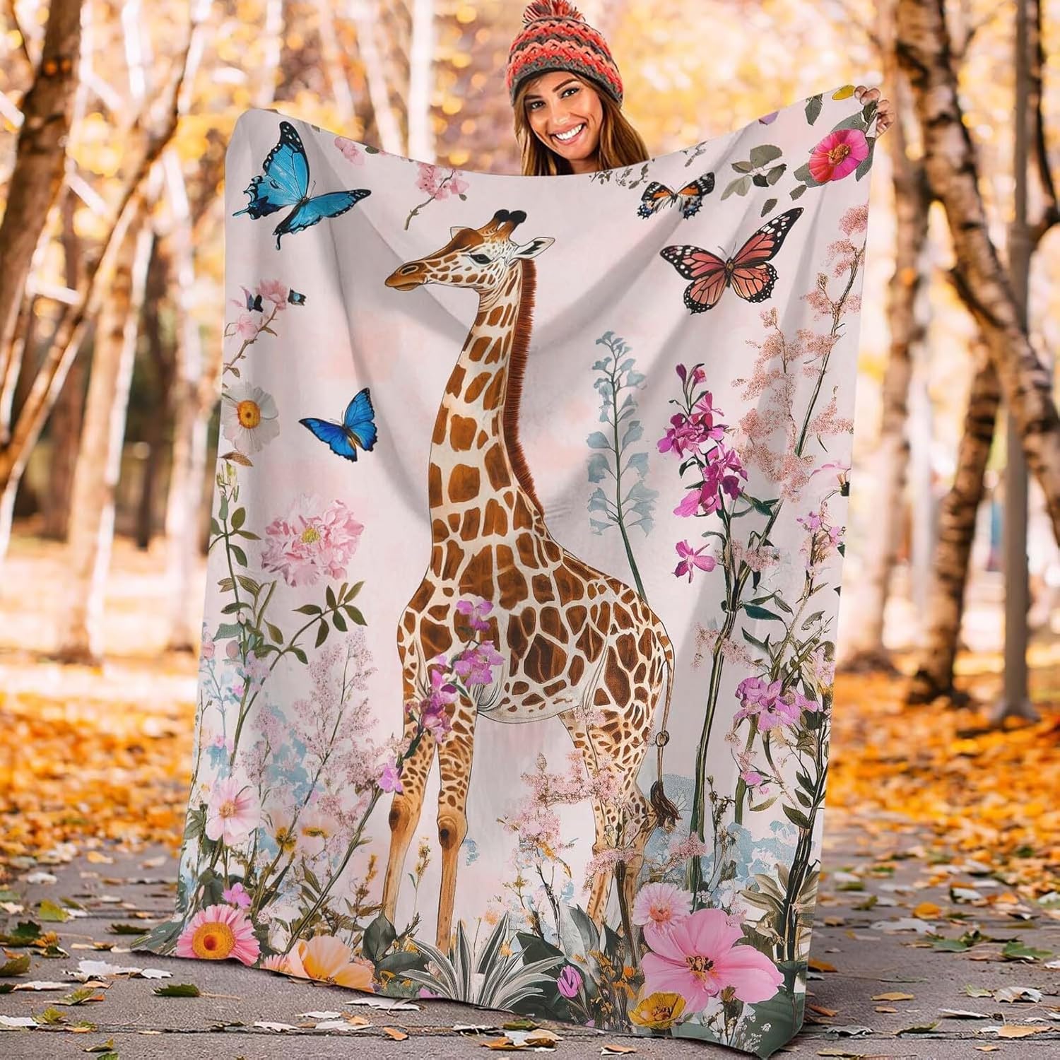 Giraffe Throw Blanket Giraffe Stuff Gifts for Kids Girls Boys Adults Women Man Soft Cozy Warm Plush Fluffy Fuzzy Fleece Blanket Decor 40''X50''