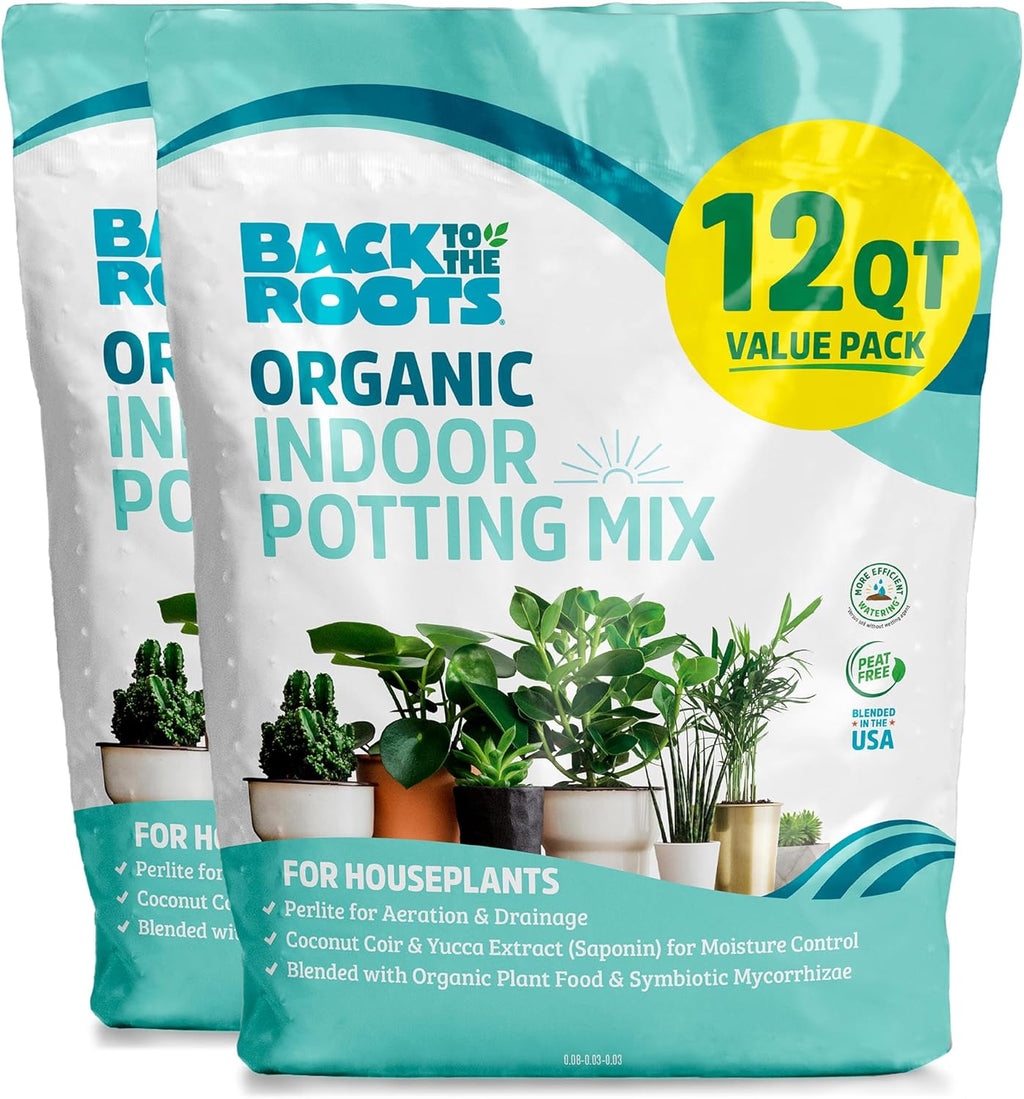 Back to The Roots 100% Organic Indoor Potting Mix (Value 12 Quart) | Promotes Healthy Houseplant Growth| Made in The USA