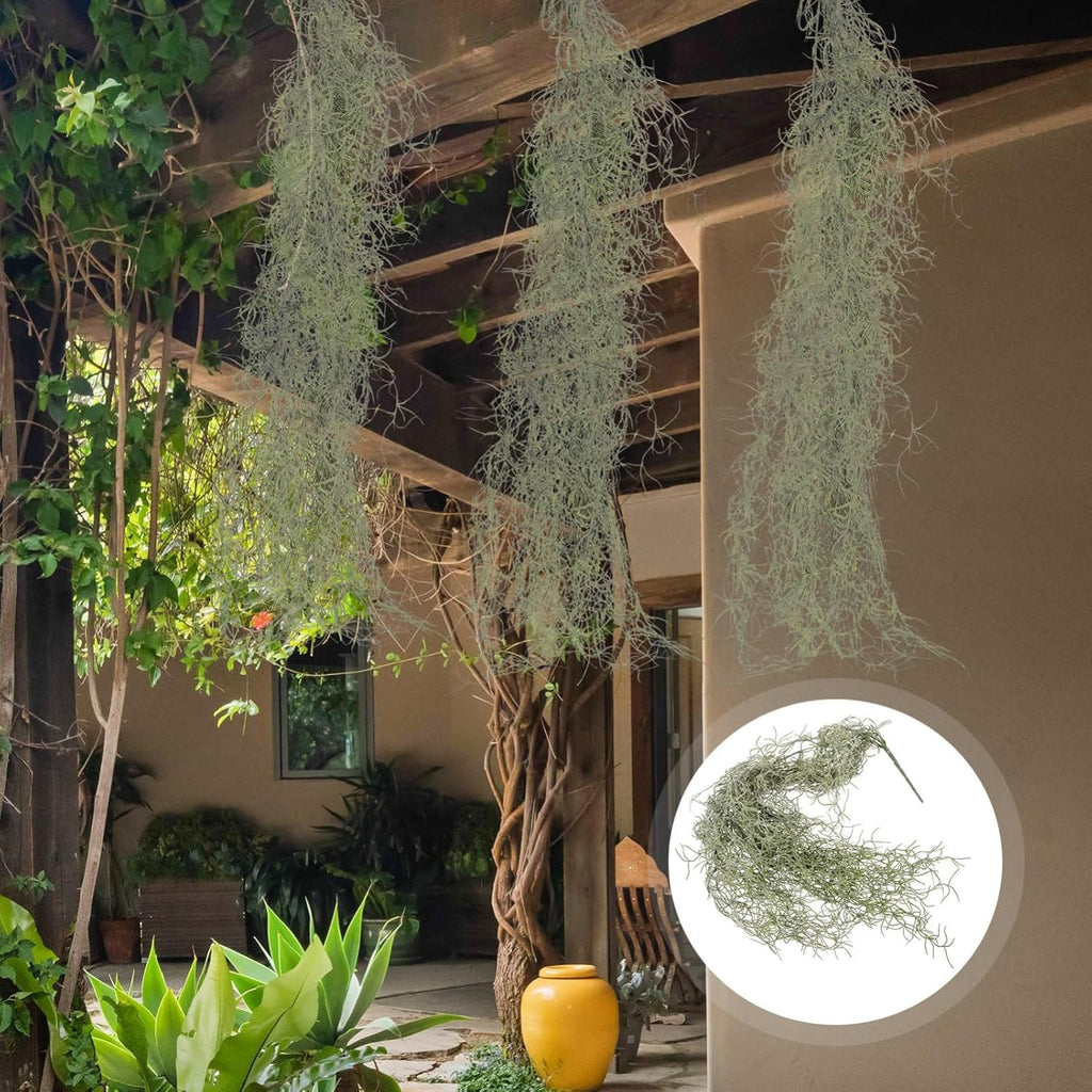 36 Inch Hanging Moss Decor - 1 Pcs Fake Moss - Artificial Plastic Spanish Dried Hanging Vine for Potted Plants Crafts Green Vines