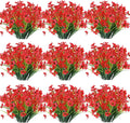 30 Bundles Artificial Flowers Outdoor UV Resistant Fake Flowers No Fade Faux Plastic Plants Garden Porch Window Box Decorating(Deep Red)