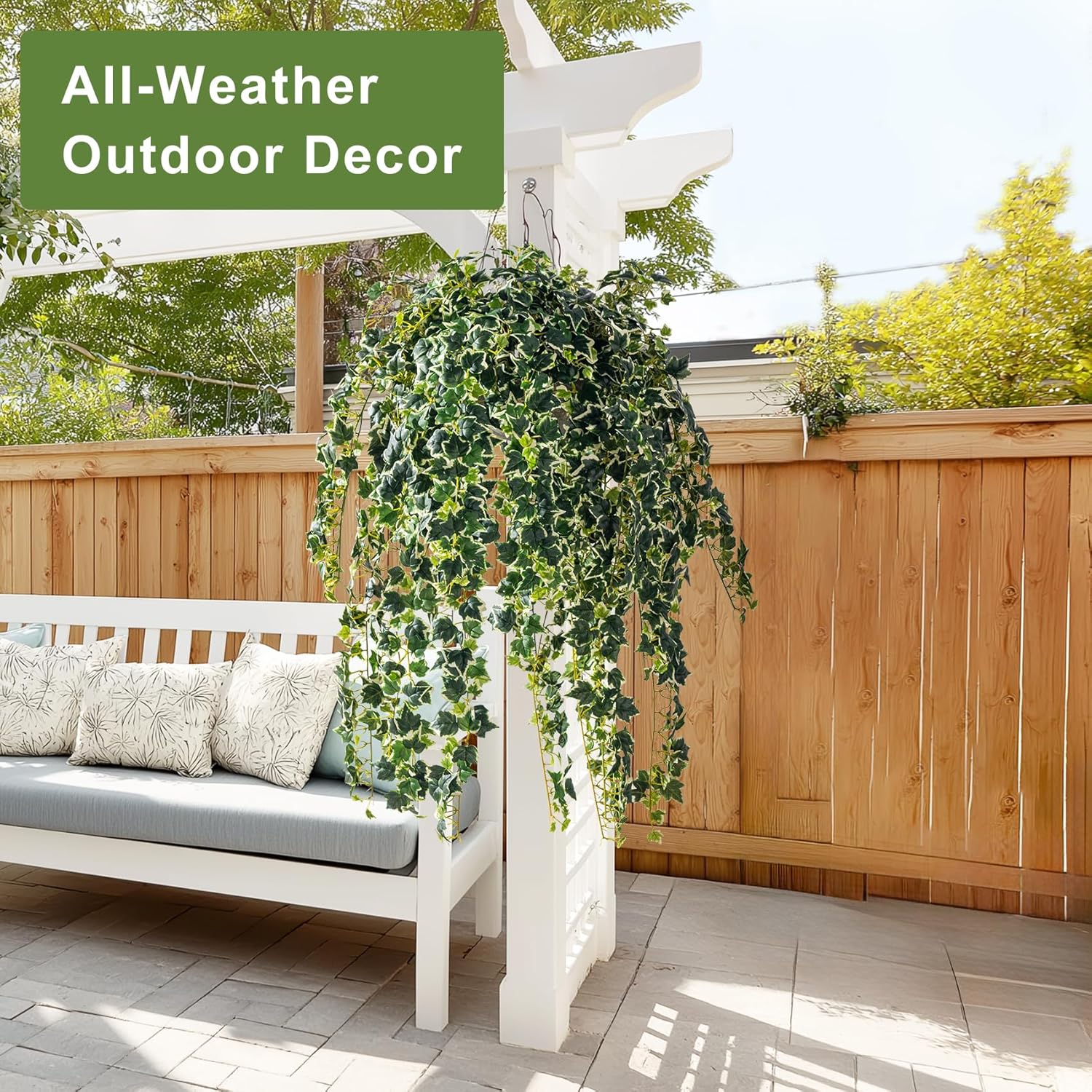 2PCS Fake Plants Decor,Artificial Morning Glory for Home Decor Indoor,Fake Ivy Plants Realistic Faux Plants Indoor for Home Living Room Bedroom Office Decoration