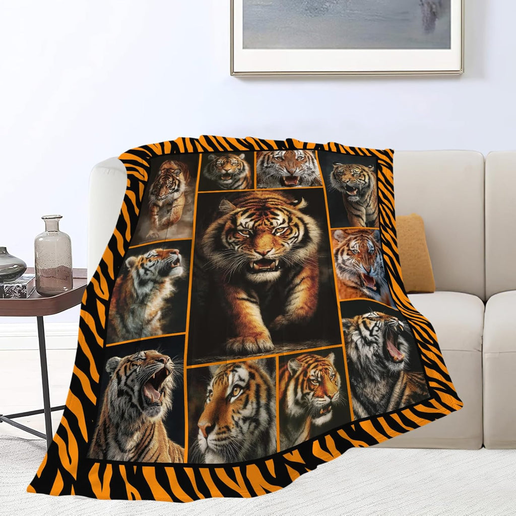 Tiger Throw Blanket Tiger Stuff Gifts for Kids Girls Boys Adults Women Men Soft Cozy Warm Plush Fluffy Fuzzy Fleece Blanket Decor 40''X50''