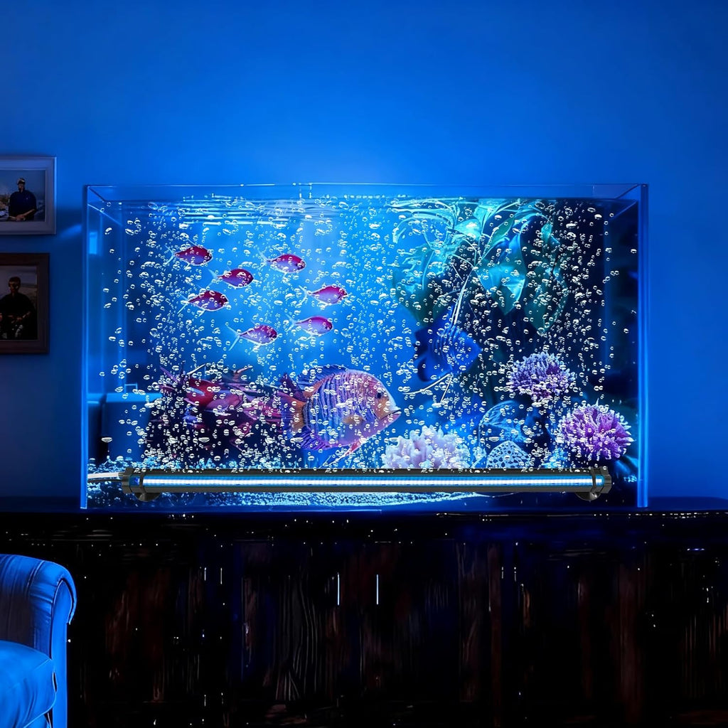 Submersible Bubble Aquarium Light：RGB Aquarium Light with Remote Control Oxygenator for Saltwater Coral Growth - 9 Inch Waterproof Fish Tank Light Designed for Aquarium Breeders
