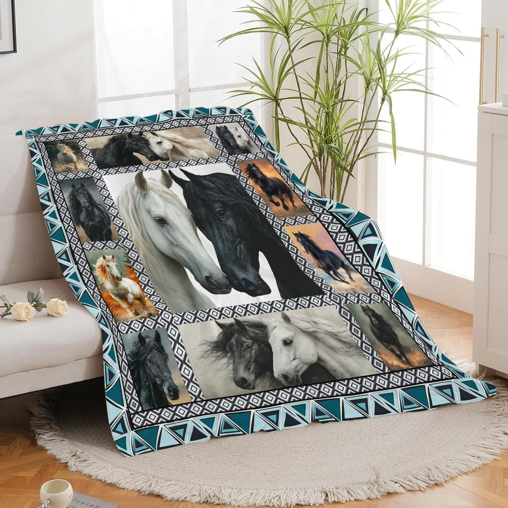Horse Throw Blanket Horse Stuff Gifts for Kids Girls Boys Adults Women Men Soft Cozy Warm Plush Fluffy Fuzzy Fleece Blanket Decor 50''X60''