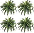 35" Fake Ferns, 4 Large Artificial Bonston Ferns Bushes Plants with 39 Fronds for Outdoors Garden Patio Porch Entrance Low Maintain Home Decor