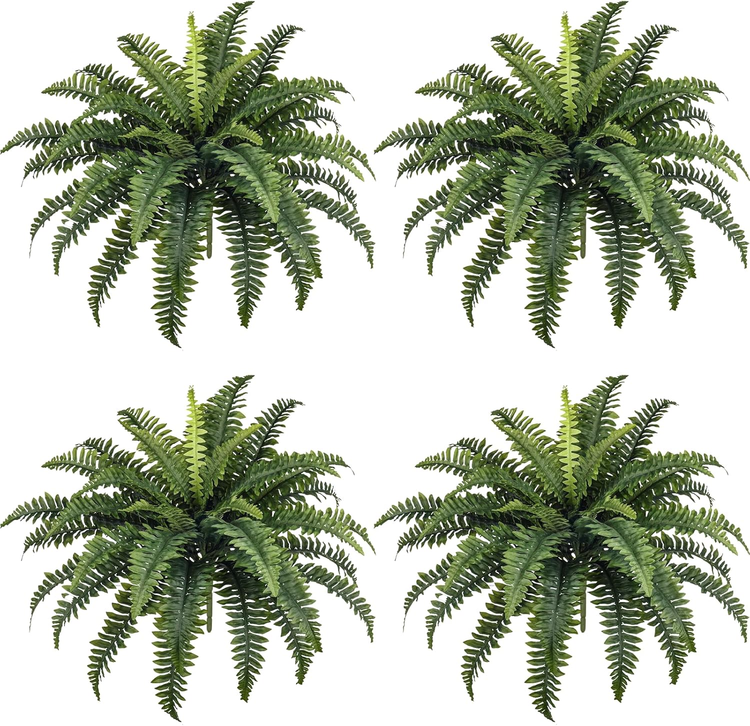 35" Fake Ferns, 4 Large Artificial Bonston Ferns Bushes Plants with 39 Fronds for Outdoors Garden Patio Porch Entrance Low Maintain Home Decor