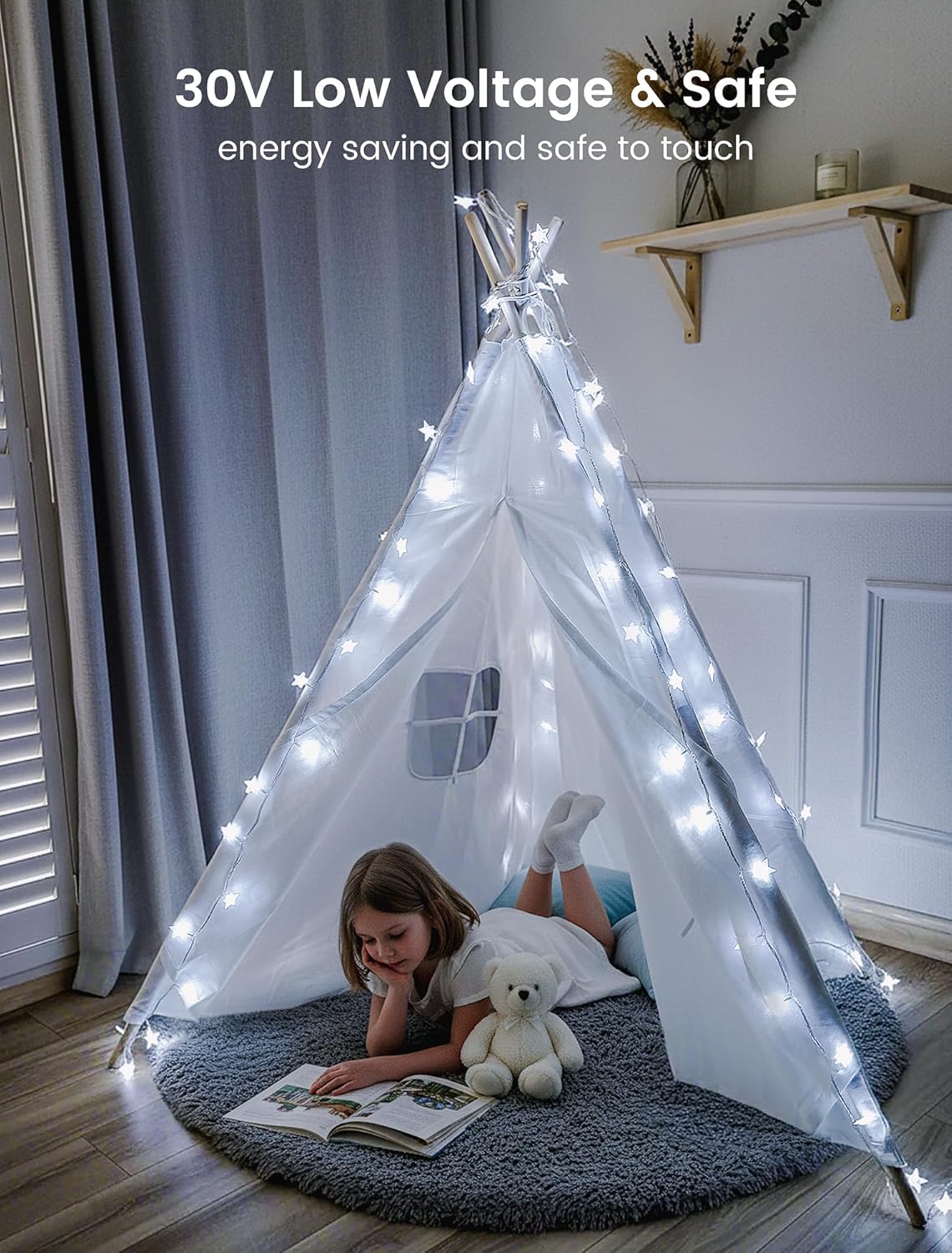 Star String Lights Plug in,33ft 100LED Star Christmas Lights with Remote and Timer, Fairy Lights Waterproof for Indoor Outdoor Bedroom Classroom Dorm Wedding Party Holiday Decor,White