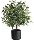 25" Tall Artificial Olive Topiary Ball Tree with Leaves and Fruits, Olive Boxwood Topiary Ball Potted Bushes UV Resistant Potted Plants for Indoor Outdoor Home Garden