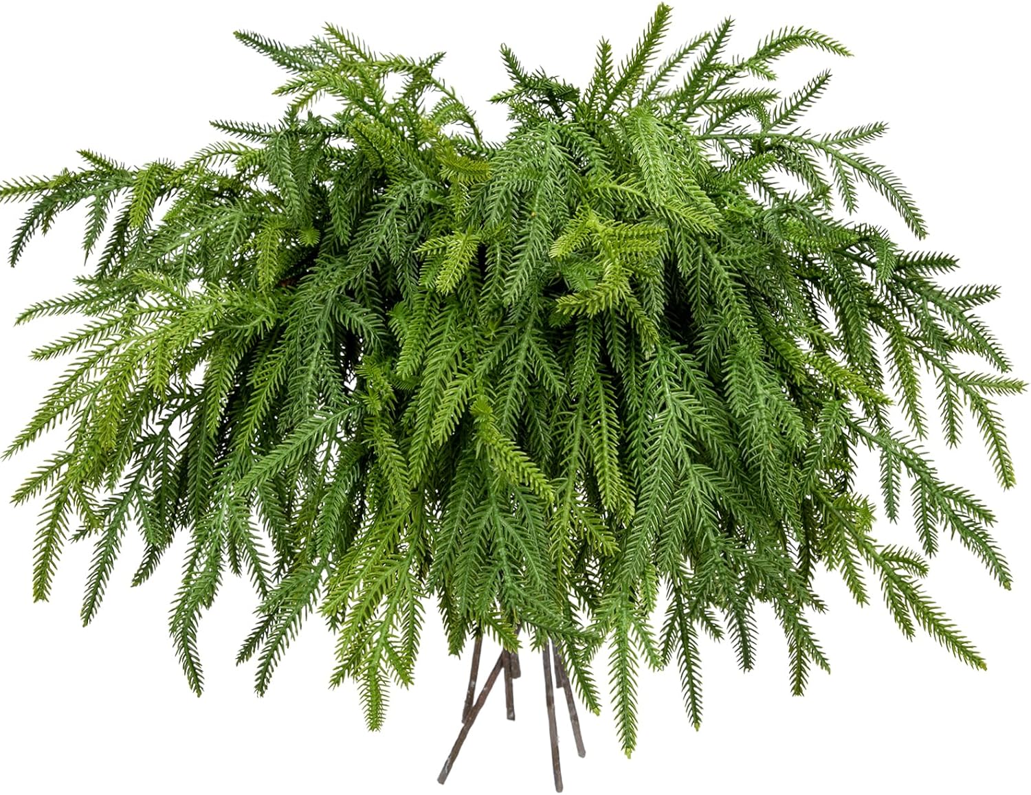 Briful 12PCS Christmas Norfolk Pine Branches Real Touch Norfolk Pine Stems DIY Crafts Artificial Christmas Norfolk Pine Branches for Xmas Garland Wreaths Indoor Outdoor Decor(22.5 Inches)