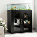 20-29 Gallon Fish Tank Stand with Adjustable Shelves, Glass Door Aquarium Stand with Storage Cabinet, 31x15 Reptile Terrarium Stand with Bronzed Metal Handles, Level Footings, 350 Lbs