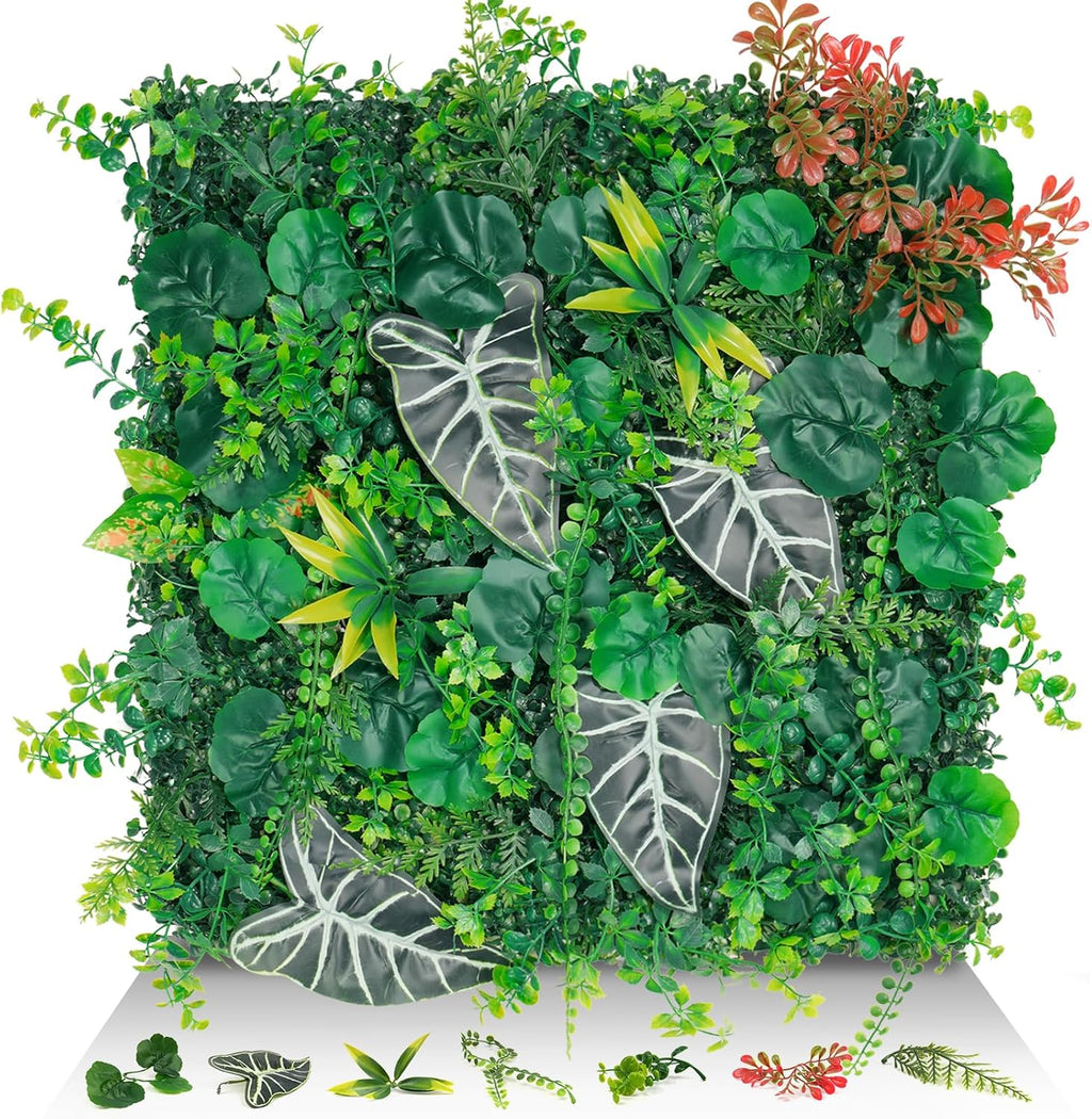 20"x20" Artificial Grass Wall Panels, 6Pack UV Protection Greenery Plant Backdrop, Faux Boxwood Green Wall Decor for Party Patio Garden Backyard
