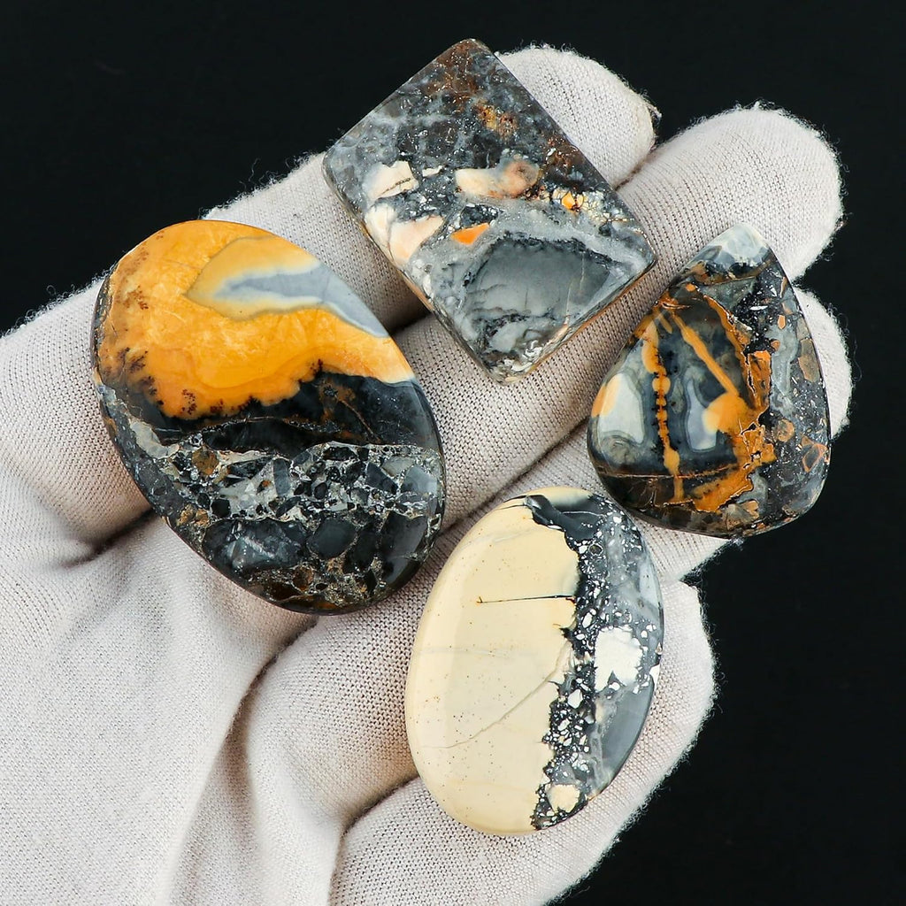CRYSTALIS Wholesale 4pcs Natural Maligano-Jasper Loose Gemstone Bulk Cabochons Jewelry Making Supply, Chakra Healing Polished Stones, Wire Wrapping, DIY, Gem Collection, Mix-Shapes, 20-25mm