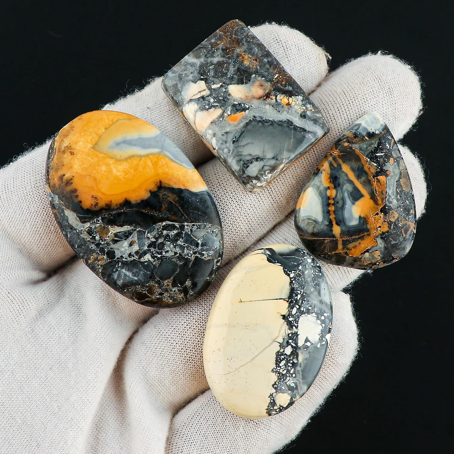 CRYSTALIS Wholesale 4pcs Natural Maligano-Jasper Loose Gemstone Bulk Cabochons Jewelry Making Supply, Chakra Healing Polished Stones, Wire Wrapping, DIY, Gem Collection, Mix-Shapes, 20-25mm