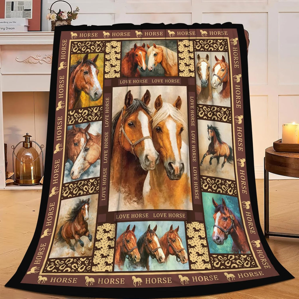 Horse Throw Blanket Horse Stuff Gifts for Kids Girls Boys Adults Women Men Soft Cozy Warm Plush Fluffy Fuzzy Fleece Blanket Decor 40''X50''