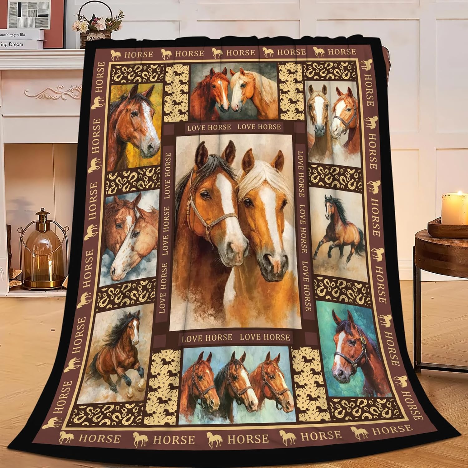Horse Throw Blanket Horse Stuff Gifts for Kids Girls Boys Adults Women Men Soft Cozy Warm Plush Fluffy Fuzzy Fleece Blanket Decor 40''X50''