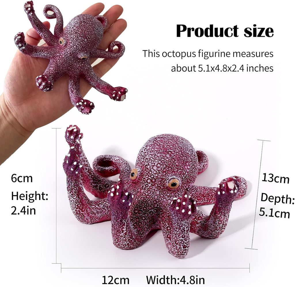 Octopus Aquarium Ornaments Decoration, Purple Artificial Sea Life, Glowing Fingers Enhance Visual Appeal, Suitable for Various Fish Tanks