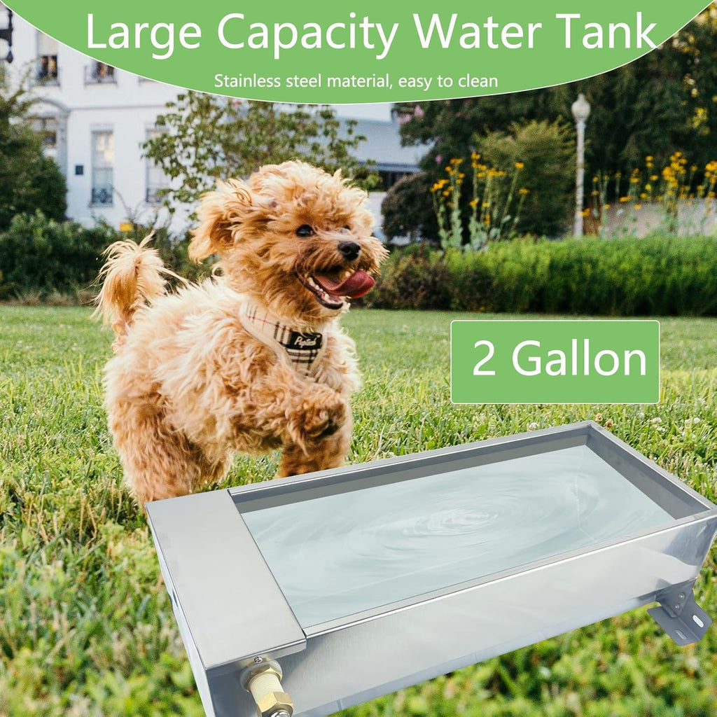 Automatic Livestock Water Trough Large Capacity Self Filling Dog Waterer Tank Stainless Steel Animal Drinking Water Bowl Dispenser with Float Valve Kit for Dog Horse Goat Pets Pig Cow