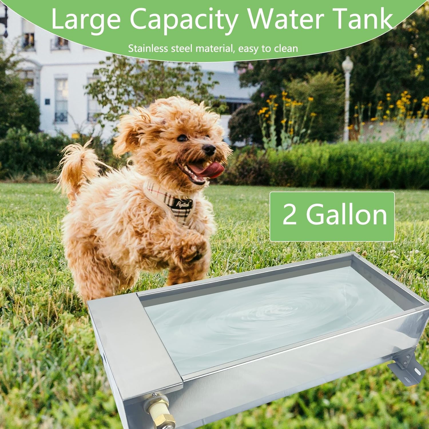 Automatic Livestock Water Trough Large Capacity Self Filling Dog Waterer Tank Stainless Steel Animal Drinking Water Bowl Dispenser with Float Valve Kit for Dog Horse Goat Pets Pig Cow