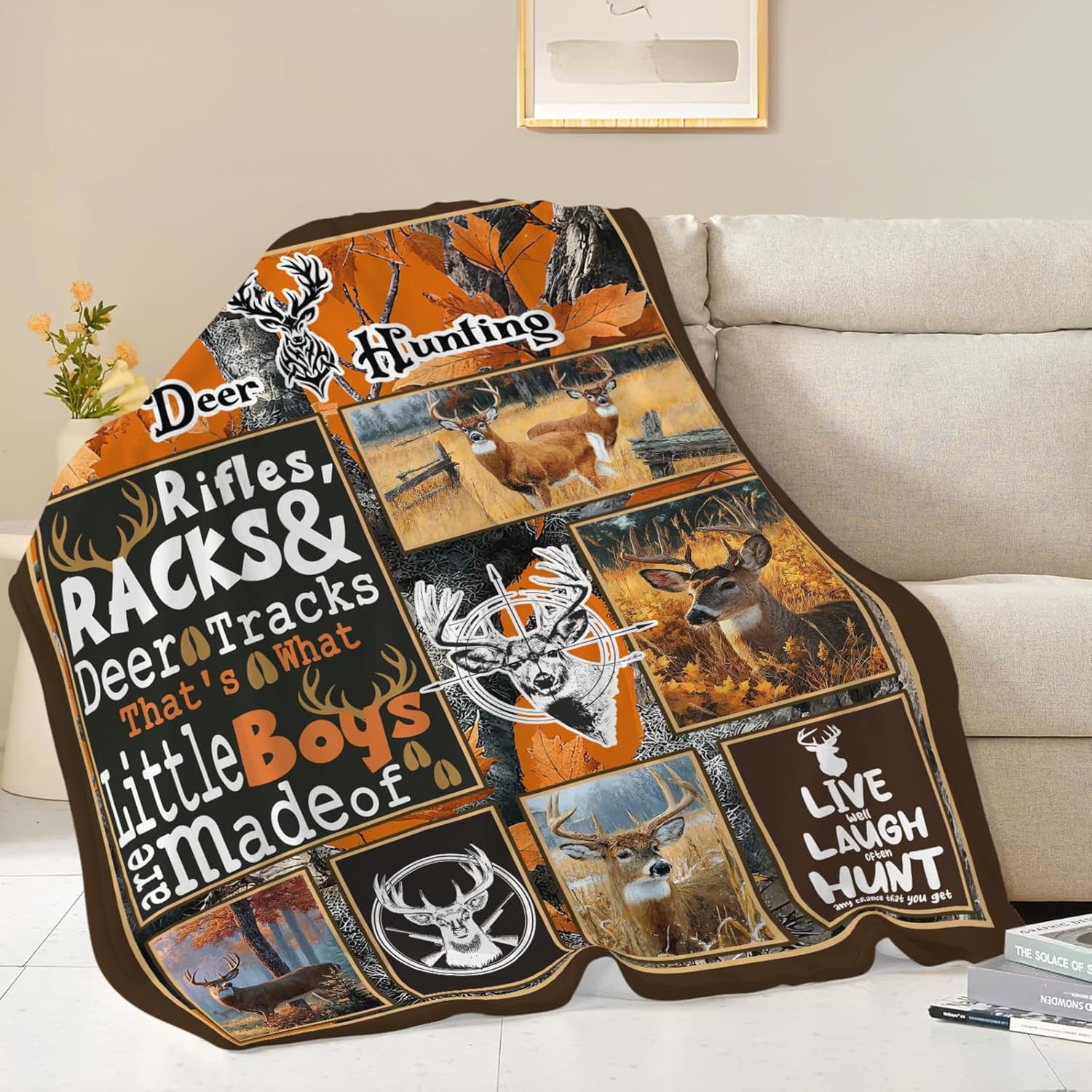 Deer Throw Blanket Deer Elk Stuff Hunting Gifts for Kids Girls Boys Adults Women Men Soft Cozy Warm Plush Fluffy Fuzzy Fleece Blanket Decor 40''X50''