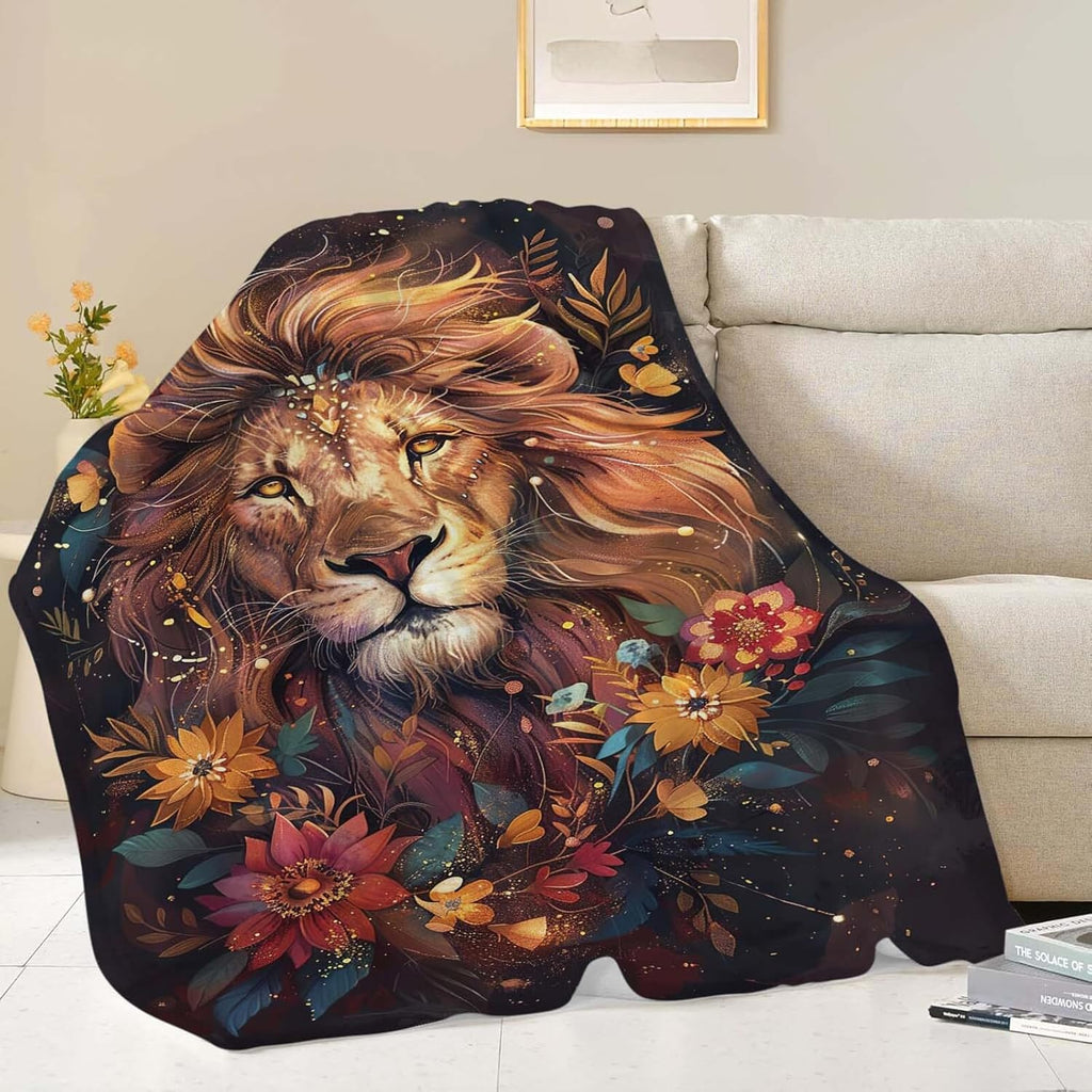 Lion Throw Blanket Lion Stuff Gifts for Kids Girls Boys Adults Women Man Soft Cozy Warm Plush Fluffy Fuzzy Fleece Blanket Decor 50''X60''