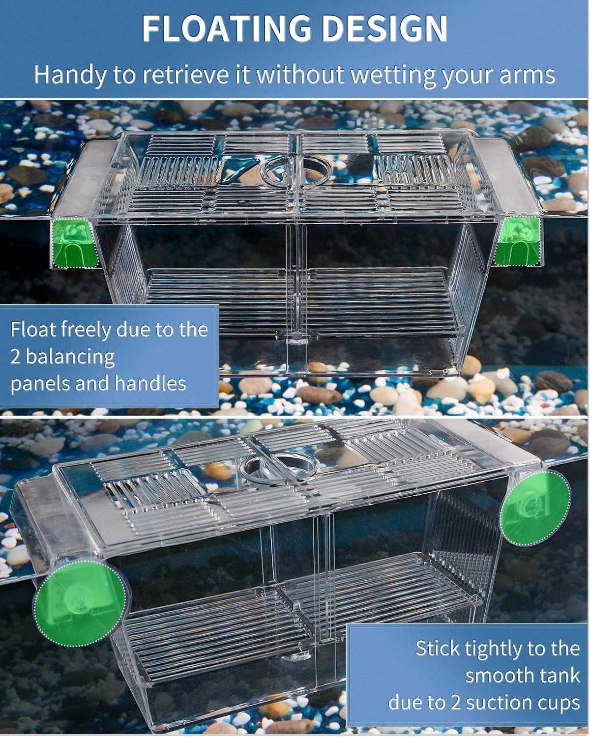 Pawfly Aquarium Fish Breeding Box Acrylic Hatchery Incubator Tank with Suction Cups Large Isolation Box for Baby Fish Shrimp Betta Guppy and Platy