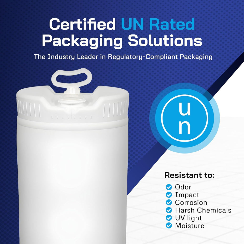 Air Sea Containers - 15 Gallon Drum Closed-Head UN Rated Poly Drum with Screw Cap - for Industrial, Commercial & Overseas Use - Natural Plastic Drum (Pack of 3)
