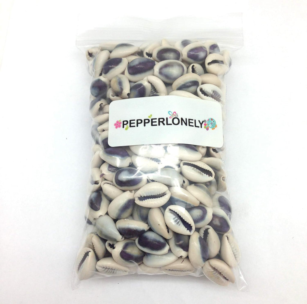 PEPPERLONELY Purple Ring Cowrie Sea Shells, 8 OZ Approx. 250+PC Shells, 1/2 Inch