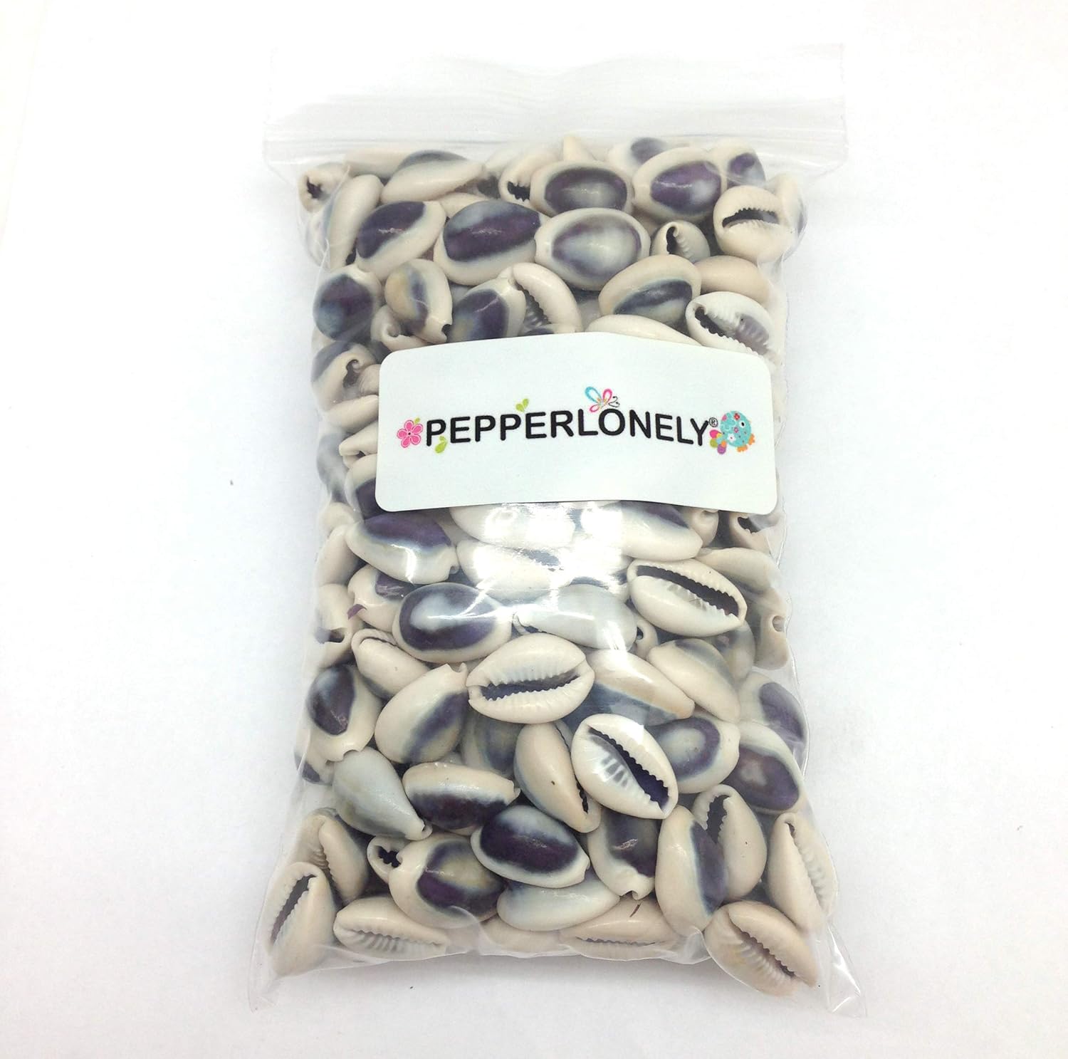 PEPPERLONELY Purple Ring Cowrie Sea Shells, 8 OZ Approx. 250+PC Shells, 1/2 Inch
