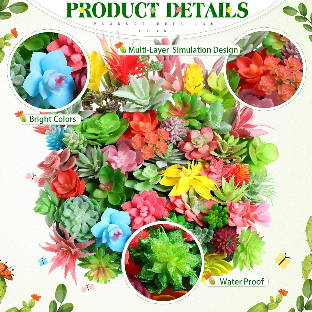 WILLBOND 100 Pcs Succulents Plants Artificial Fake Succulents Bulk Artificial Succulents Unpotted Realistic Plants Assorted Textured Succulent Succulent Plastic Cactus Stems Decoration (Fresh Style)