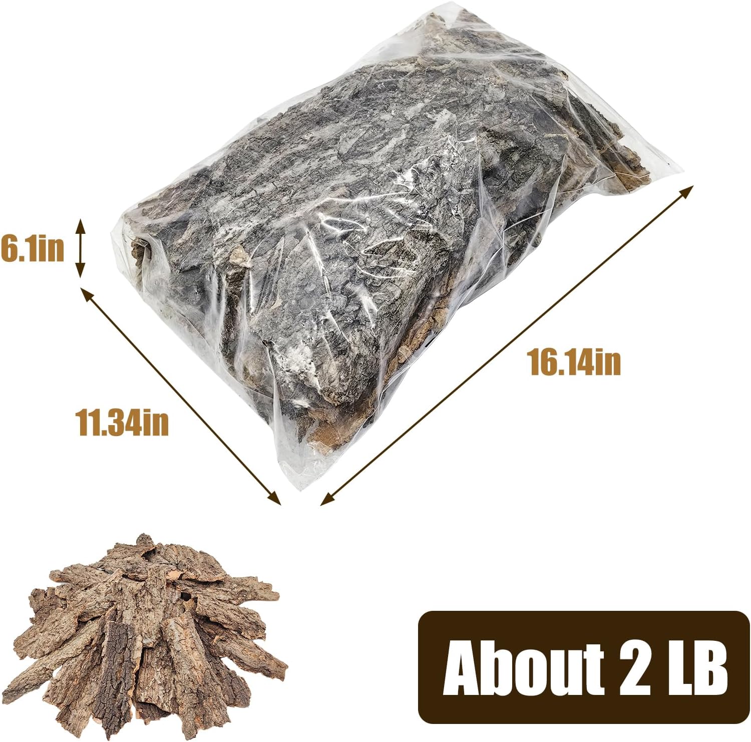 VCEPJH Reptile Bark Bedding,2 LB Natural Cork Bark for Reptiles Flat Cork Wood Terrarium Substrate Tank Supplies for Snake Spiders Bearded Dragons Hermit Crabs Geckos
