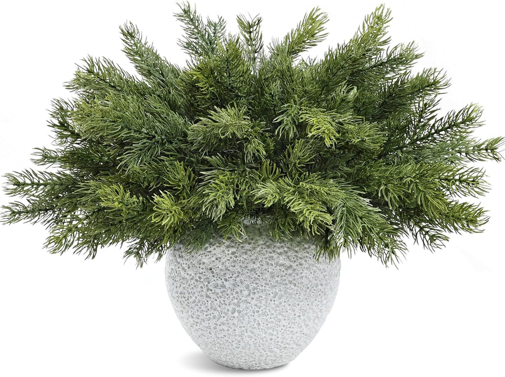 Artgar 12 Pcs Christmas Pine Branches – 18" Realistic Artificial Greenery Pine Stems - Real Touch Faux Cedar Picks for Vase, DIY Garland Wreath Home Indoor Outdoor Xmas Decorations
