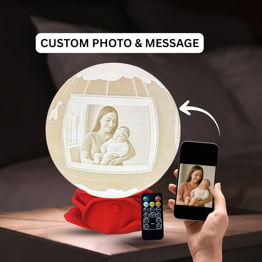 Baby Girl Moon Lamp – Personalized “It’s a Girl” Custom Moon Light with Text & Photo | Newborn Nursery Night Light | Custom Baby Shower, Birth Announcement Gift Keepsake, Baby Girl Decor