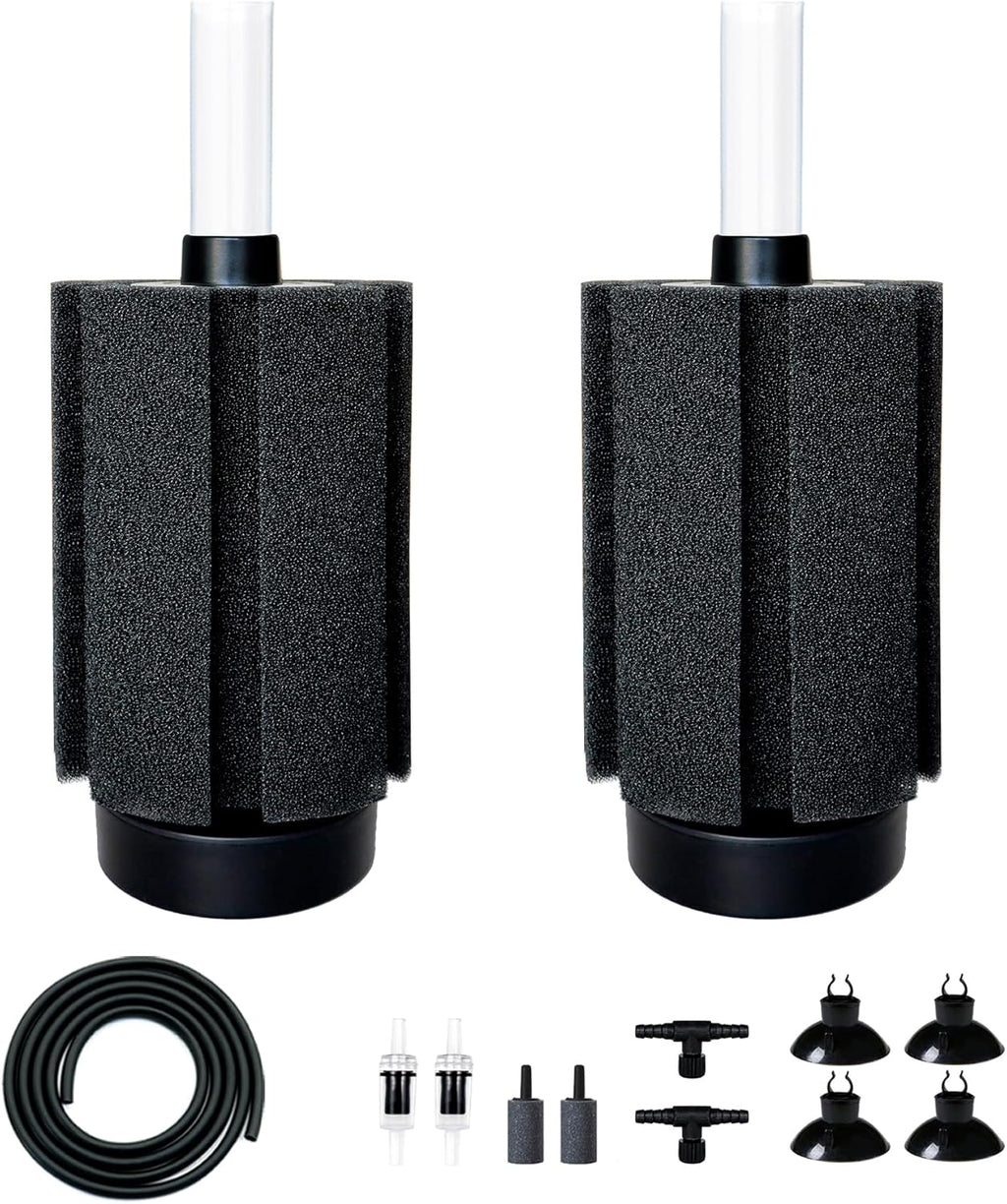 2Pcs Aquarium Sponge Filter,30 Gallon Fish Tank Sponge Filter with Airstone Breeding Fry Betta Shrimp for Fish Tank 10 Gal to 50 Gal