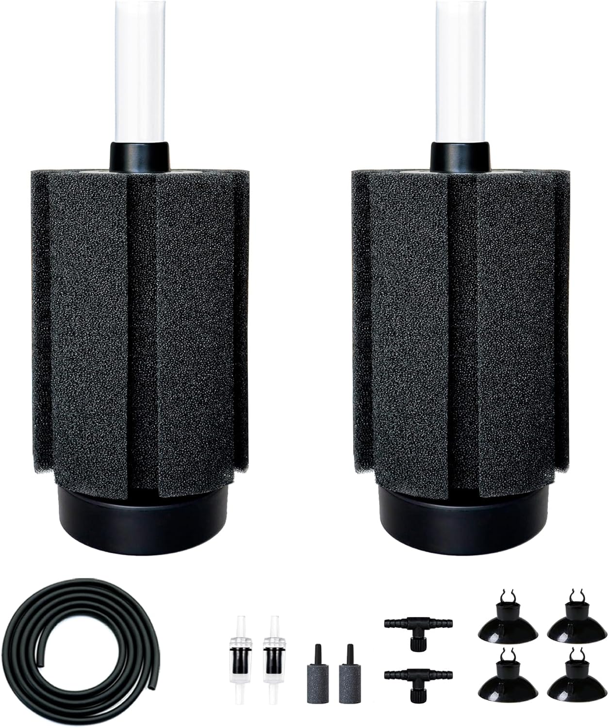 2Pcs Aquarium Sponge Filter,30 Gallon Fish Tank Sponge Filter with Airstone Breeding Fry Betta Shrimp for Fish Tank 10 Gal to 50 Gal