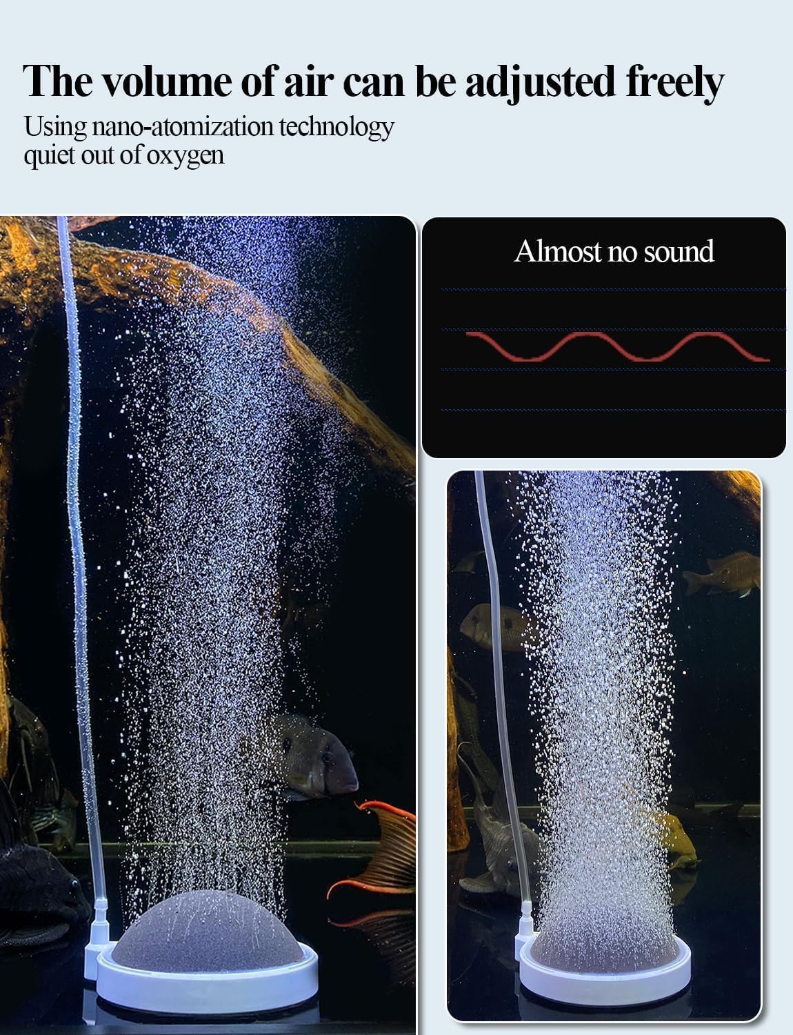 UPETTOOLS Aquarium Air Stone Fish Tank Bubbler Small Nano Air Bubble Stone Super-High Dissolved Oxygen Diffuser Makes Super Tiny Bubbles 4 Inch