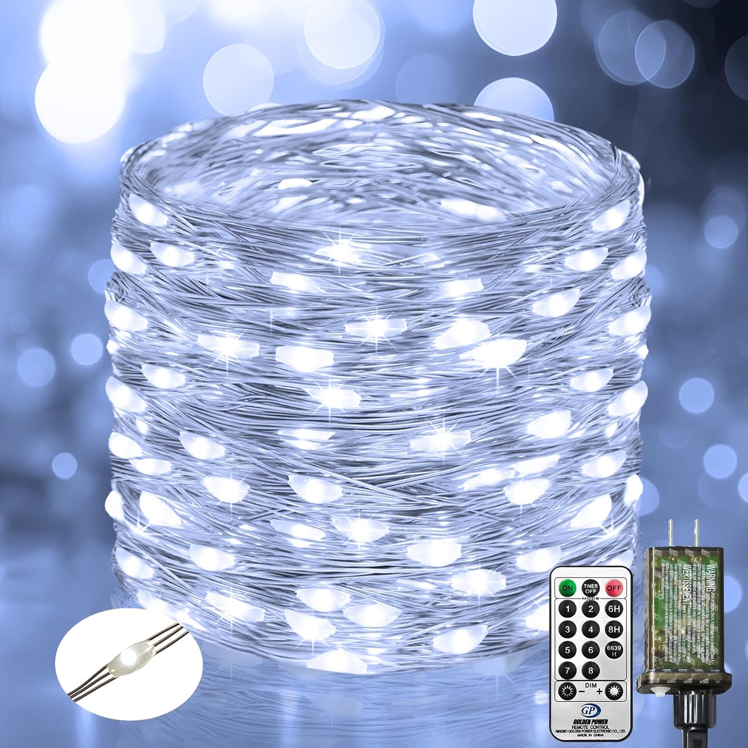 btfarm Fairy Lights Plug in with Remote, 33FT 100 LED Outdoor Twinkle Lights Waterproof with Timer, 8 Modes Indoor String Lights for Bedroom Patio Garden Wedding Christmas Decoration, Cool White
