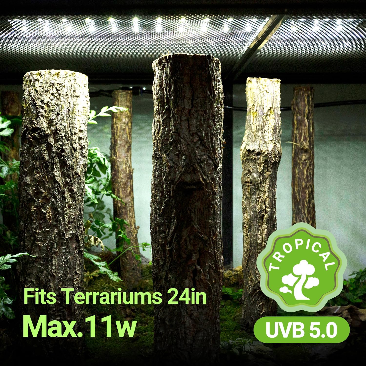 Dimming LED UVB Reptile Light, 24“ LED Reptile Light Bar with Brightness Adjustment & 3 Light Modes, UVB 5.0