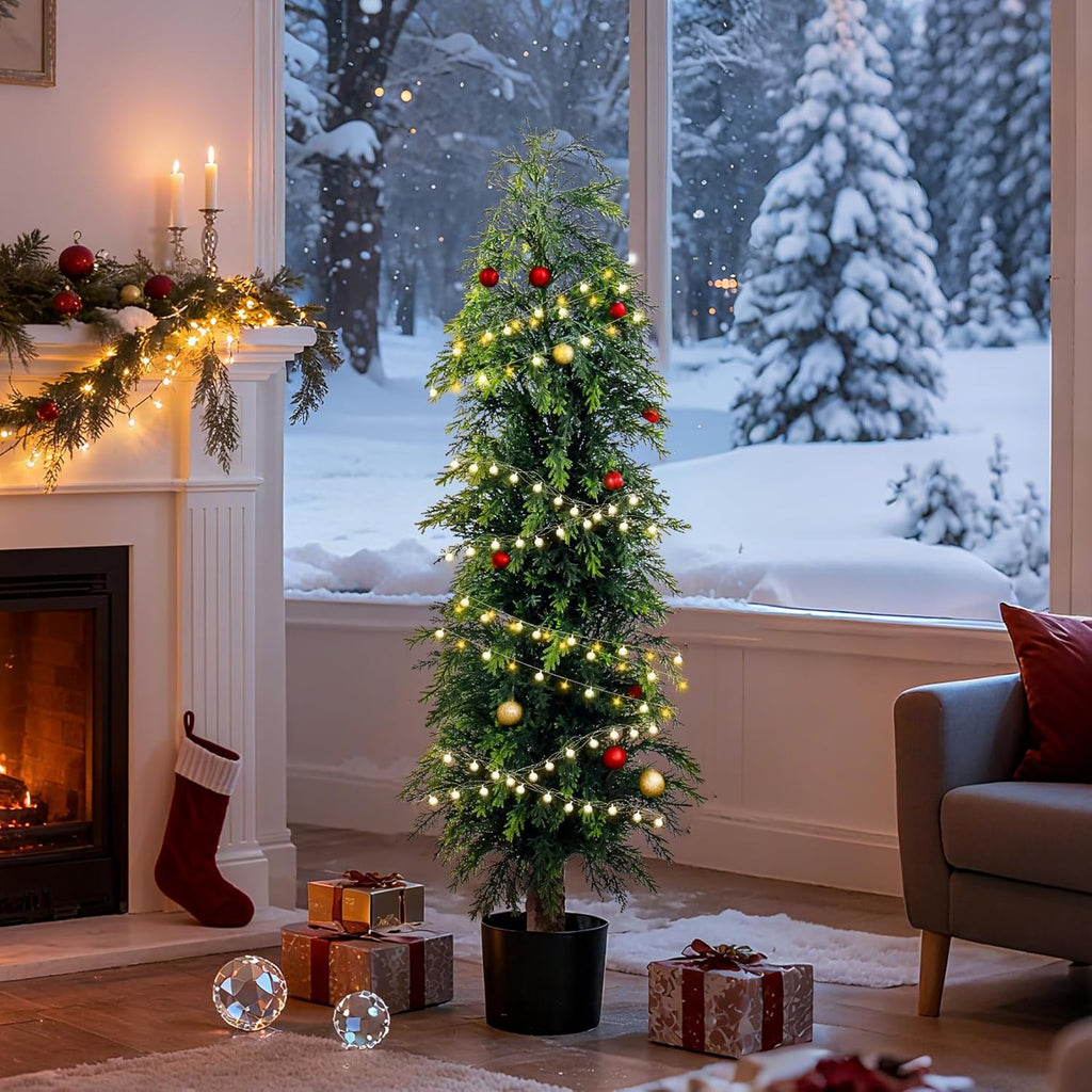 2PCS 4ft Artificial Norfolk Pine Tree Artificial Christmas Tree Premium Pine Xmas Tree Branch Tip Easy Setup, Artificial Pencil Realistic Pine Needles Realistic Holiday Party Decor
