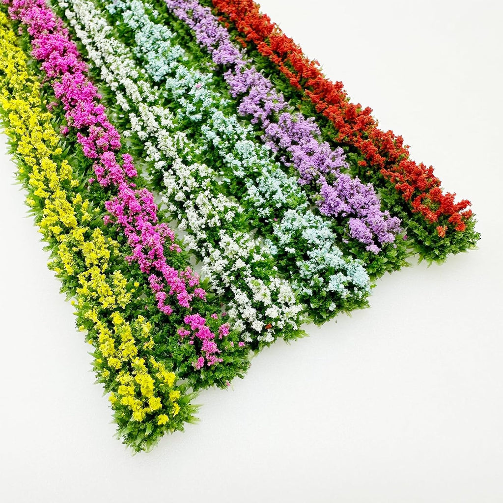 Woohome 6 PCS Static Grass Model Flower Cluster Model Grass Tufts Set for DIY Miniature Train Landscape Terrain Railway Scenery Decorations