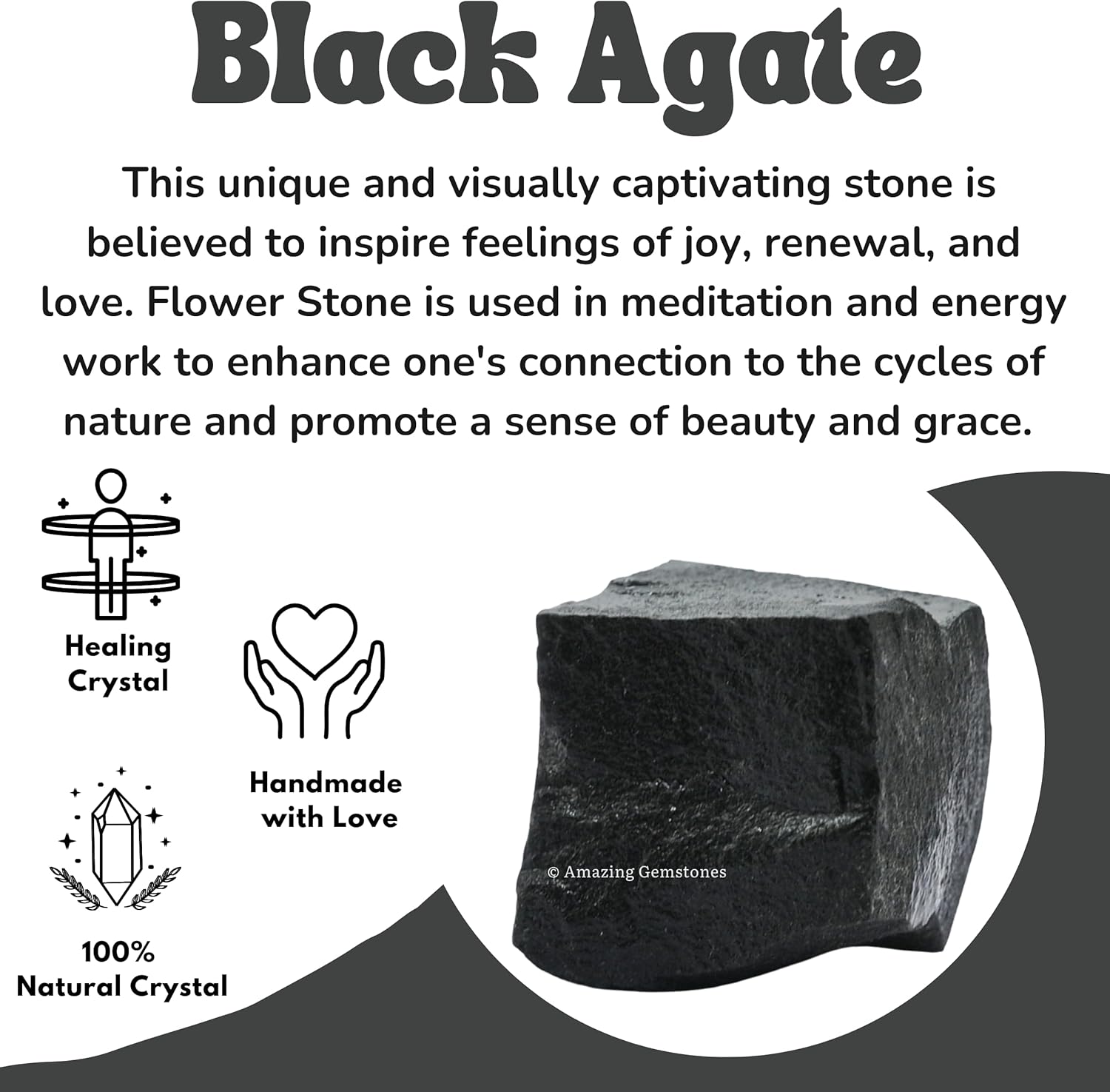 Amazing Gemstone Black Agate Raw Crystals and Healing Stones, Natural Rocks for Tumbling - DIY Raw Stones and Crystals, 2 Pieces