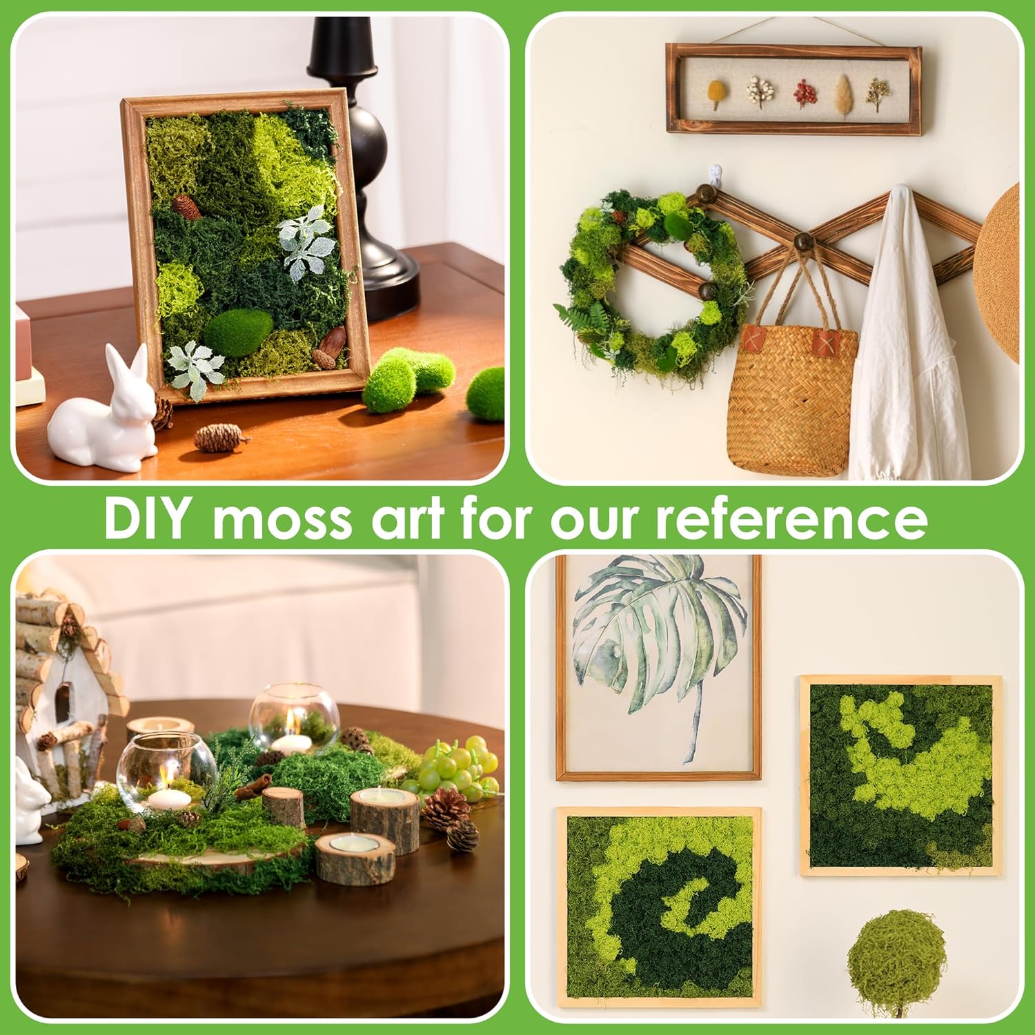 6 Colors Artificial Moss for Crafts, 21.16 OZ Fake Moss, Fake Green Moss for Plants Indoor, Craft Moss for DIY Decorative, Fairy Garden, Model Making, Walls Decor, Table Centerpieces, Wedding