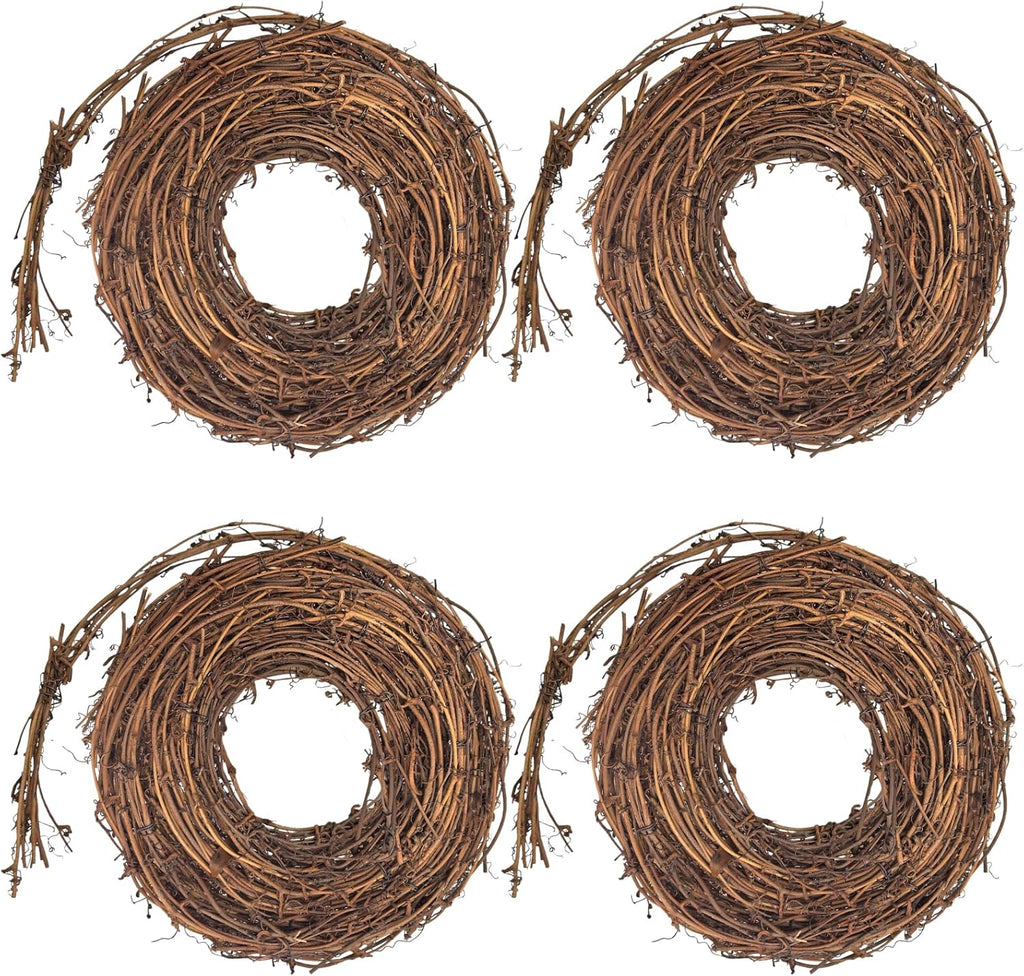 4 Pcs Grapevine Garland - 15 FT Natural Grape Vine Wreath for Crafts DIY Rattan Twig Garland Hanging Vine Wreath for Wedding Christmas Holiday Door Vase Wall Window Home Decor (Total 60FT)