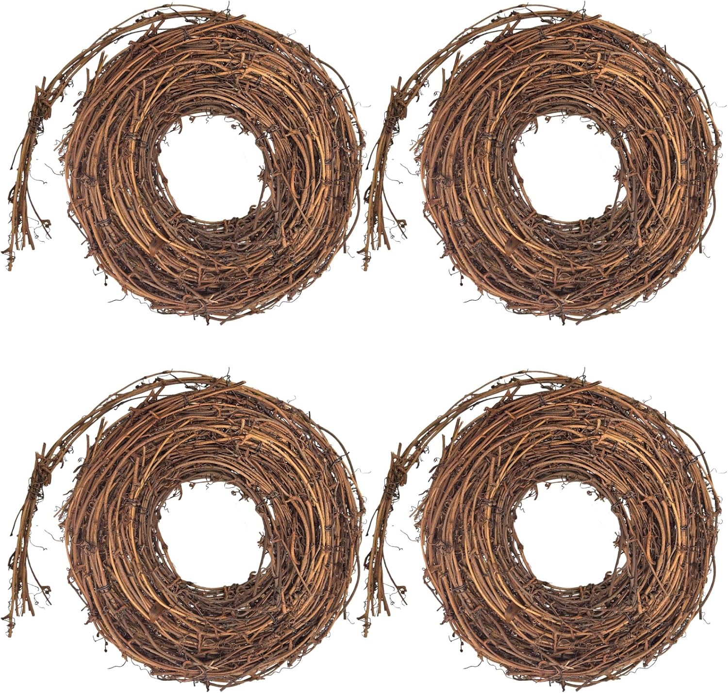 4 Pcs Grapevine Garland - 15 FT Natural Grape Vine Wreath for Crafts DIY Rattan Twig Garland Hanging Vine Wreath for Wedding Christmas Holiday Door Vase Wall Window Home Decor (Total 60FT)