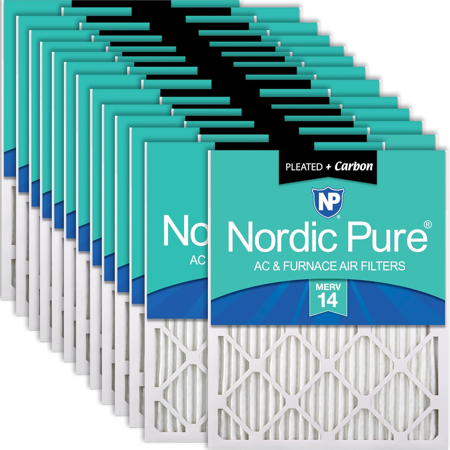 Nordic Pure 20x25x1 (Actual Size: 19 1/2 x 24 1/2 x 3/4) Pleated Air Filters MERV 14 Plus Carbon 24 Pack