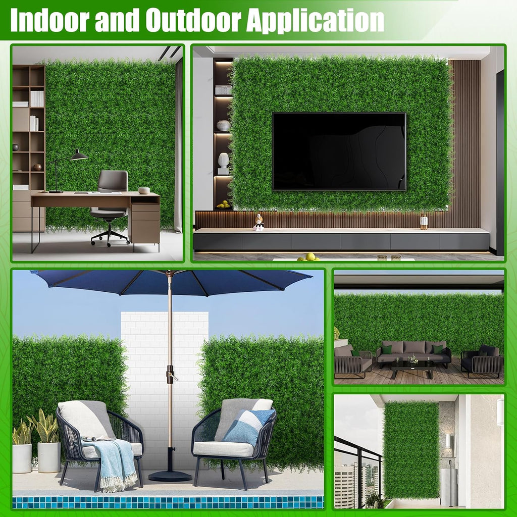 20"x20" 6pcs Grass Wall Panels, Artificial Fern Grass Backdrop with UV Protection, Fake Greenery Plant Boxwood Panels, Green Wall Decor for Outdoor Indoor Patio Garden Backyard