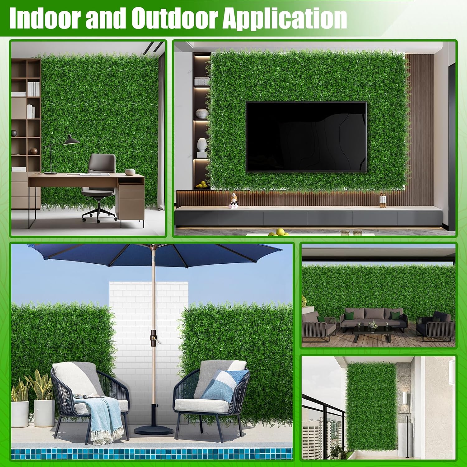 20"x20" 6pcs Grass Wall Panels, Artificial Fern Grass Backdrop with UV Protection, Fake Greenery Plant Boxwood Panels, Green Wall Decor for Outdoor Indoor Patio Garden Backyard