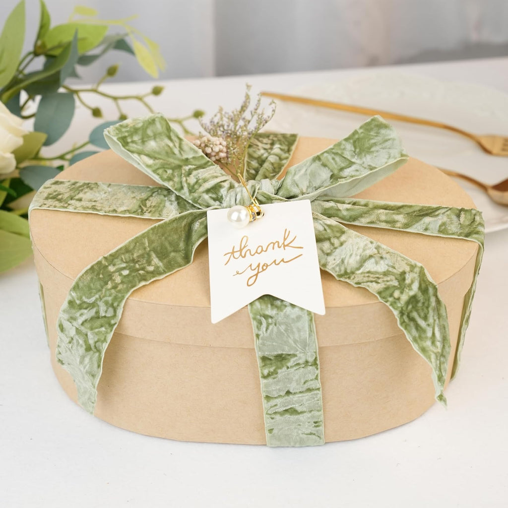 MAYREEL 1 Inch Sage Green Crushed Velvet Ribbon Spring Moss Vintage for Flower Bouquets Wedding Invitations Crafts Gift Wrapping Party Favor Boxes 10 Yards
